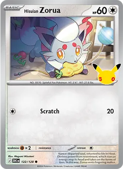 Hisuian Zorua card from 30th Celebration, number 122/128