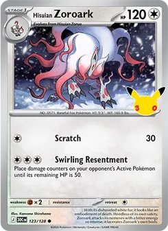Hisuian Zoroark card from 30th Celebration, number 123/128