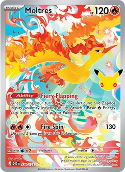 Moltres card from 30th Celebration, number 130/128