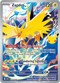 Zapdos card from 30th Celebration, number 133/128