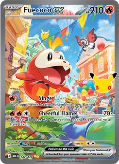 Fuecoco ex card from 30th Celebration, number 147/128