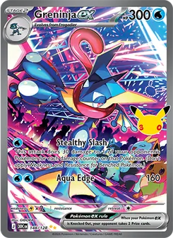 Greninja ex card from 30th Celebration, number 148/128
