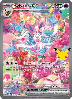 Sylveon ex card from 30th Celebration, number 153/128