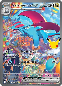 Salamence ex card from 30th Celebration, number 156/128