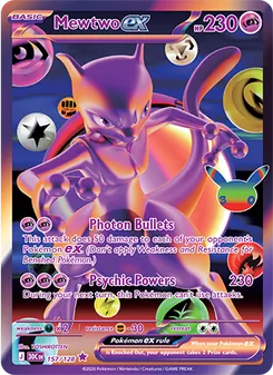 Mewtwo ex card from 30th Celebration, number 157/128