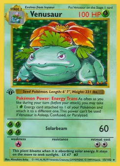 Venusaur card from Base Set, number 15/102