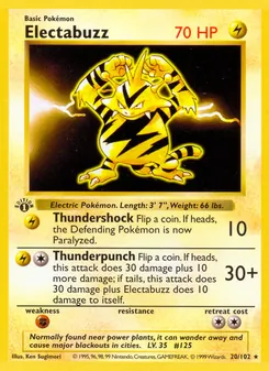 Electabuzz card from Base Set, number 20/102
