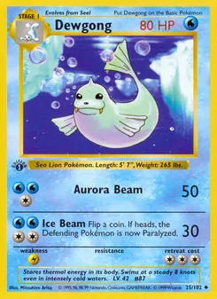 Dewgong card from Base Set, number 25/102