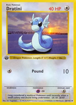 Dratini card from Base Set, number 26/102