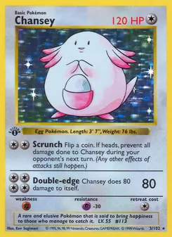 Chansey card from Base Set, number 3/102