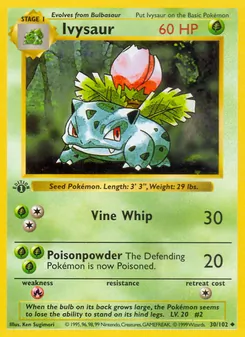 Ivysaur card from Base Set, number 30/102