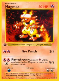 Magmar card from Base Set, number 36/102