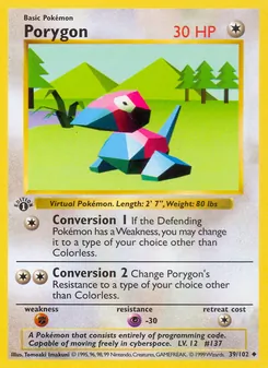 Porygon card from Base Set, number 39/102