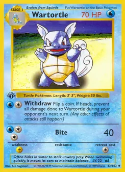 Wartortle card from Base Set, number 42/102