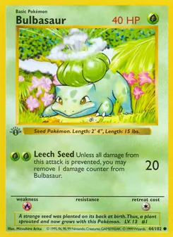 Bulbasaur card from Base Set, number 44/102