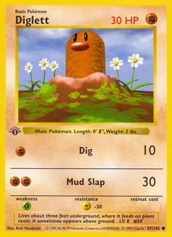 Diglett card from Base Set, number 47/102
