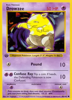 Drowzee card from Base Set, number 49/102
