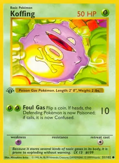 Koffing card from Base Set, number 51/102