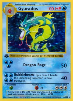 Gyarados card from Base Set, number 6/102