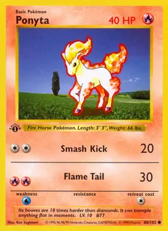Ponyta card from Base Set, number 60/102