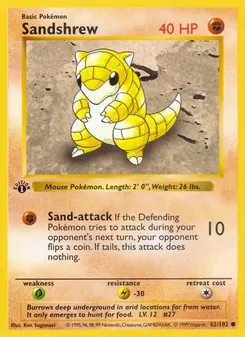 Sandshrew card from Base Set, number 62/102