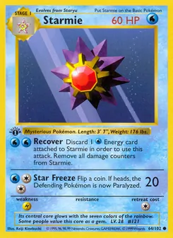 Starmie card from Base Set, number 64/102