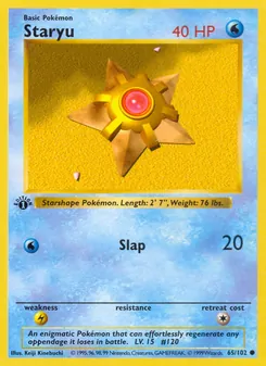 Staryu card from Base Set, number 65/102