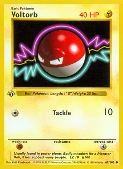 Voltorb card from Base Set, number 67/102
