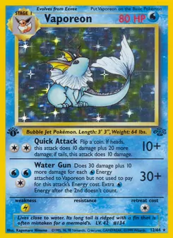 Kartu Vaporeon dari Jungle, nomor 12/64
