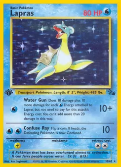 Lapras card from Fossil, number 10/62