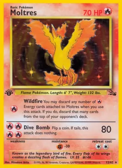 Moltres card from Fossil, number 12/62