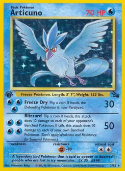 Articuno card from Fossil, number 2/62