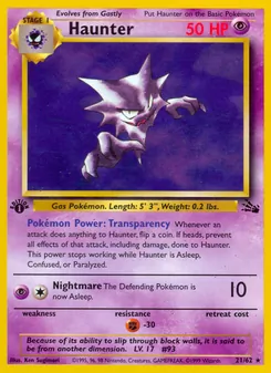 Haunter card from Fossil, number 21/62