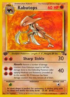 Kabutops card from Fossil, number 24/62