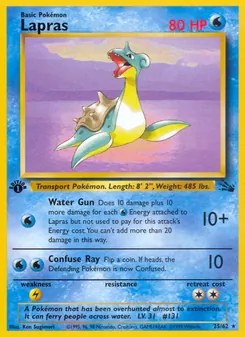 Lapras card from Fossil, number 25/62