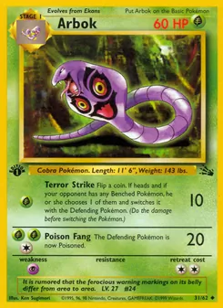 Arbok card from Fossil, number 31/62