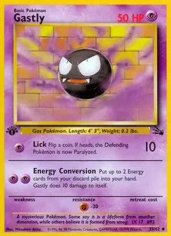 Gastly card from Fossil, number 33/62