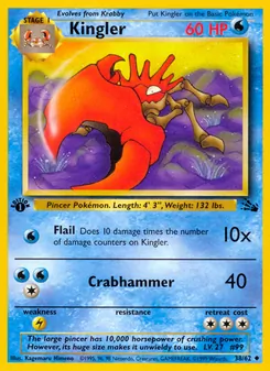 Kingler card from Fossil, number 38/62