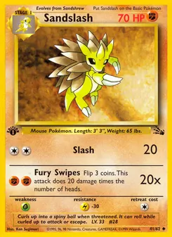 Sandslash card from Fossil, number 41/62
