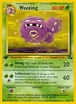 Weezing card from Fossil, number 45/62