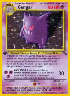 Gengar card from Fossil, number 5/62