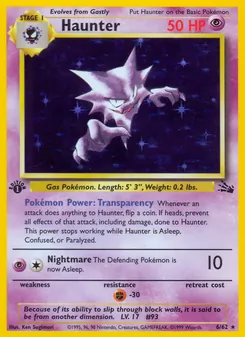 Haunter card from Fossil, number 6/62