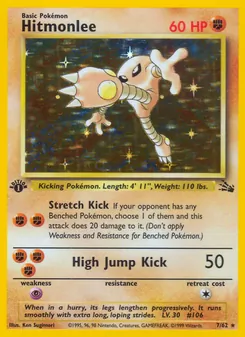 Hitmonlee card from Fossil, number 7/62