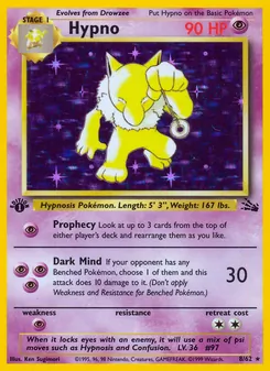 Hypno card from Fossil, number 8/62