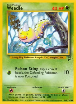 Weedle card from Base Set 2, number 100/130