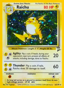 Raichu card from Base Set 2, number 16/130