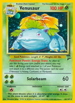 Venusaur card from Base Set 2, number 18/130