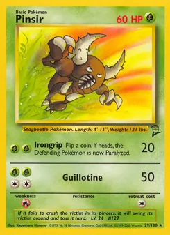Pinsir card from Base Set 2, number 29/130