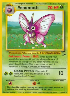 Venomoth card from Base Set 2, number 31/130