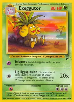 Exeggutor card from Base Set 2, number 39/130